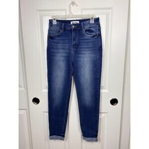 Vipones Women's Blue Denim Skinny Jeans Size 8 High Rise Rolled Cuffs